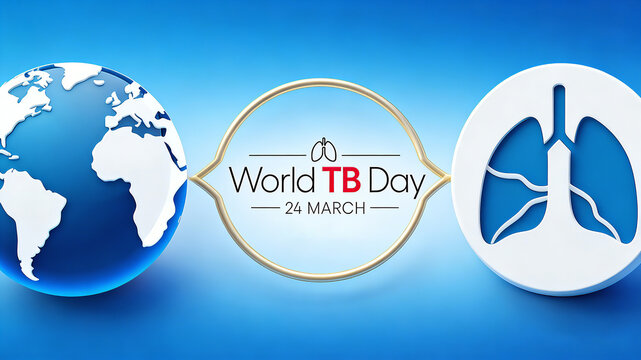 The combination of the earth and lung elements represents the concept of "global concern for lung health" on the World tuberculosis Day, which is applicable to health publicity materials.
