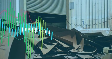 Animation of financial data processing over landfill site - Powered by Adobe