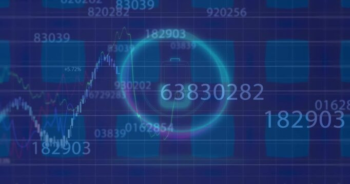 Animation of cellphone icon over multiple graphs and increasing numbers over square patterns