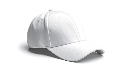 Fototapeta premium Baseball cap isolated on white background, clean product photography style with subtle shadow, modern casual headwear design shown clearly for branding and retail use.