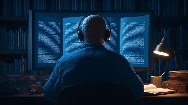 Night Owl Researcher Immersed in Data Analysis on Computer.