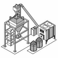 Modern grain processing and milling technology in an industrial setting, producing high-quality flour and cereals. © md