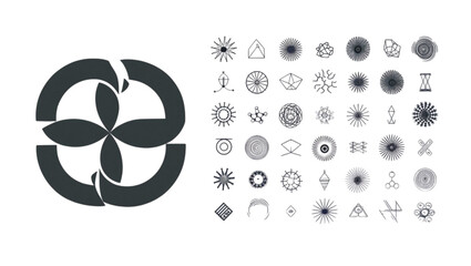 Basic Abstract Design Shapes and Geometric Icons Set