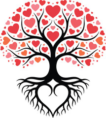 Tree with hearts vector design illustrator