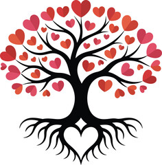 Tree with hearts vector design illustrator