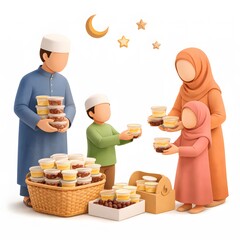 Family Activities During Ramadan in a 3D Illustration