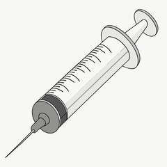 Clean medical syringe with needle isolated