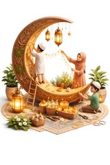 Family Activities During Ramadan in a 3D Illustration