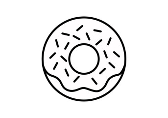 Obraz premium Icono de rosquilla o donut glaseado con virutas en estilo lineal