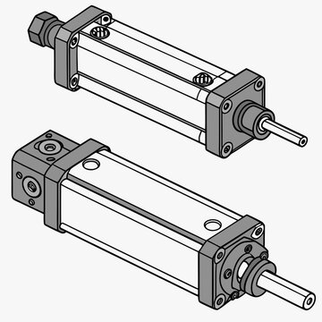 Two Industrial Pneumatic Actuator Cylinders