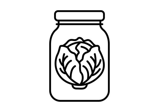 Icono de tarro de vidrio con repollo fermentado o chucrut en su interior