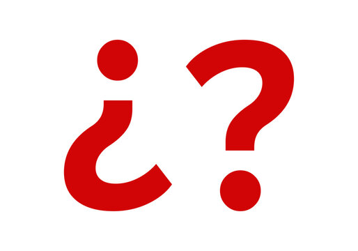 Signos de interrogaci&oacute;n rojos de apertura y cierre 