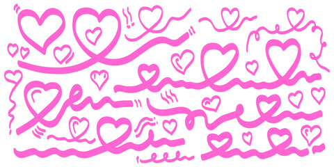 playful hand drawn pink heart ribbon shape doodle pattern ornament