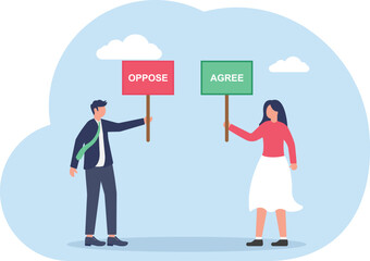 Fototapeta premium Business Couple Discussing Oppose vs Agree