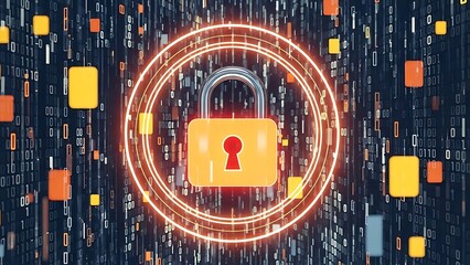 Secure data protection with padlock and binary code