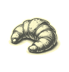 Vintage Croissant Halftone Illustration isolated on transparent background, generative ai