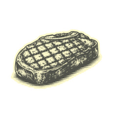 Vintage steak Halftone Illustration isolated on transparent background, generative ai