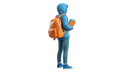 Teenager with backpack and books
