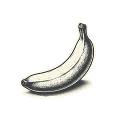 Vintage Banana Fruit Halftone Illustration isolated on transparent background, generative ai