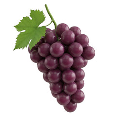 Fototapeta premium 3d rendered cluster of grapes with green leaves