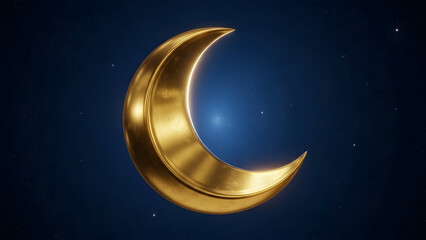 Naklejka premium Golden crescent moon in starry night sky social media thumbnail poster banner download 2026 2027 shiny