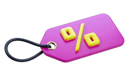 Pink Tag with Yellow Percentage Symbol