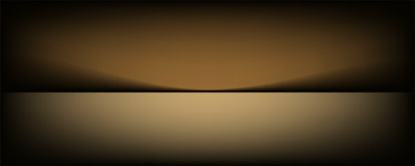 Obraz premium Dark gold gradient background studio with two lights shiny abstract pattern, modern and luxury empty room interior for premium product display lighting.