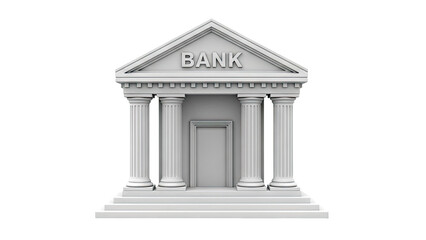 3D Render of a White Bank Building with Columns
