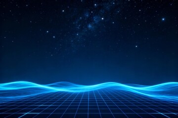 Digital landscape with starry sky