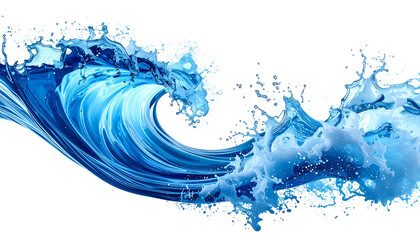 A cresting ocean wave, rendered with varying shades of blue, breaking against a black background