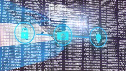Composition of network of connections with binary coding data processing over computer circuit board - Powered by Adobe