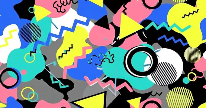 Vibrant Abstract Geometric Shapes Animation Loop.
