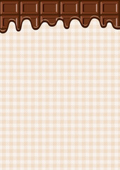 バレンタインの背景、チョコレートとベージュのギンガムチェックのパターン