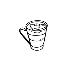 Coffee hand drawn illustration. Coffee vector doodle icon