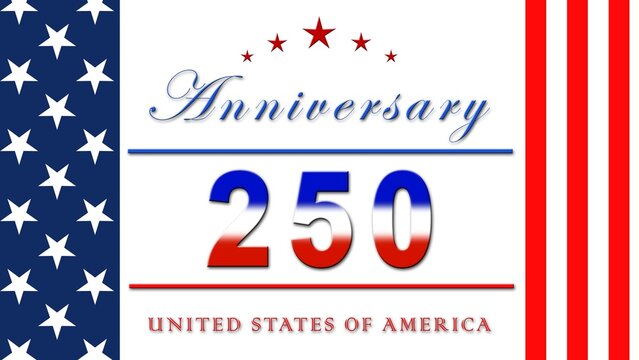 United States of America 250 anniversary - banner with american colors design and typography - 3D Illustration