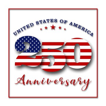 United States of America 250 anniversary - banner with american colors design and typography - poster for congratulations - 3D Illustration
