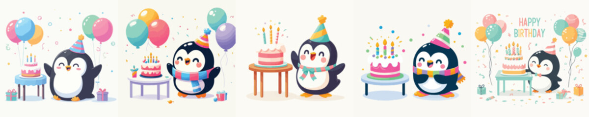 cute penguin vector having a birthday © Jefri Syahputra BKL