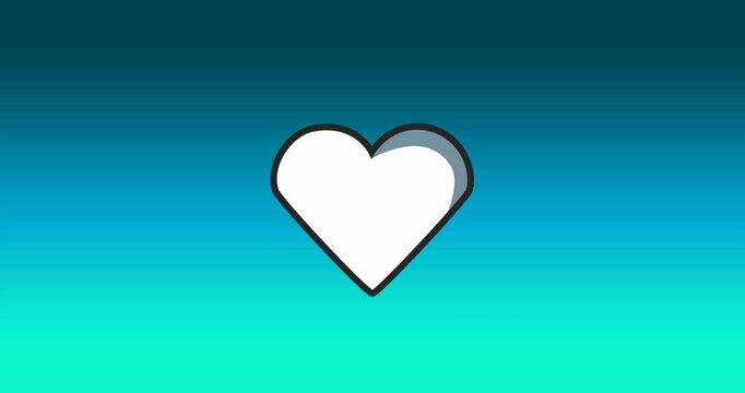 Animation of love heart icon over blue background
