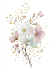 Delicate floral artwork of soft pink flowers in pastel botanical illustration minimal floral wall art for romantic decor