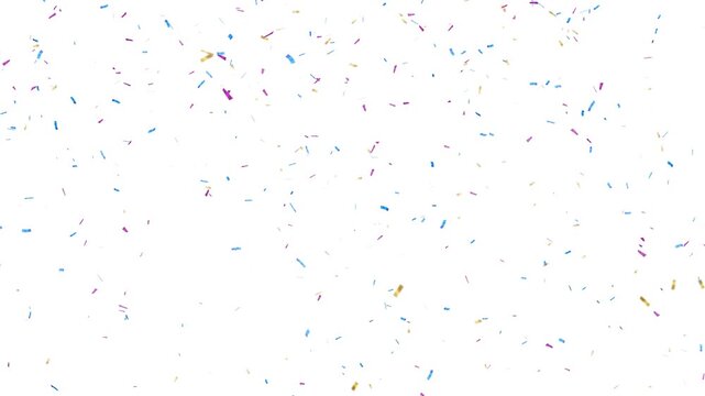 Festive colorful confetti overlay loopable on transparent background. multicolor celebration confetti rain 4k animation.