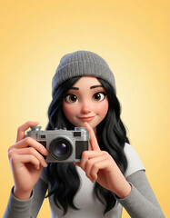 High-quality 3D render of a creative photographer character, suitable for social media banners and promotional posters.