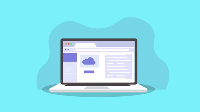 Modern Laptop Displaying Website Interface with Cloud Icon.