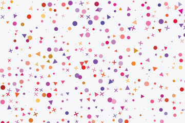 Vibrant abstract background with scattered colorful geometric shapes creating a playful confetti pattern for celebrations and modern design