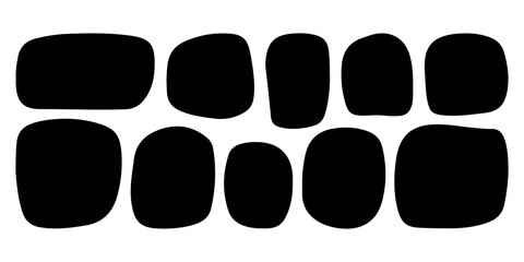 Organic shape text frames. Vector set of abstract black speech bubbles. 