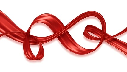 Naklejka premium Beautiful red satin ribbon isolated on white background