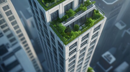 Eco-Friendly Skyscraper with Lush Living Walls and Sustainable Architecture
