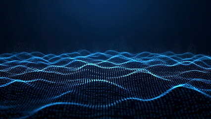 ia generated. abstract blue background with waves. Abstract blue digital wave composed of glowing particles, symbolizing data flow, artificial intelligence, technological network, innovation