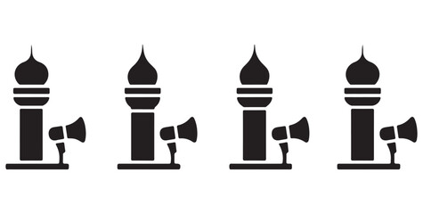 Obraz premium Mosque tower with megaphone symbols, indicating Azan call to prayer
