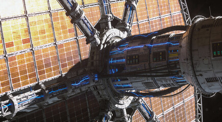 地球軌道上で稼働する未来のデータセンターの接続部