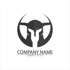Obraz premium spartan logo and vector design helmet and head